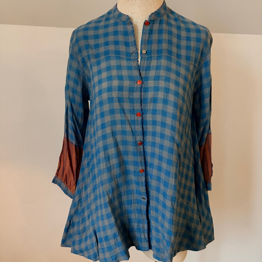 Gingham Linen Shirt by Pero - Size 36